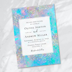 Invitation Mariage turquoise de Parties scintillant Opal Ston