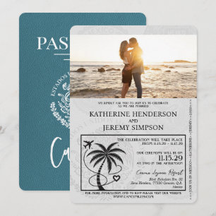 Invitation Mariage turquoise de passeport de Cancun