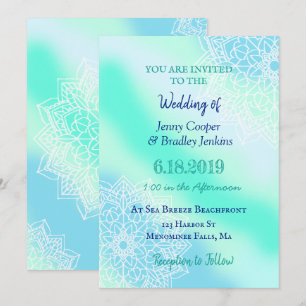 Invitation Mariage Turquoise et bleu Mandala Enchanted