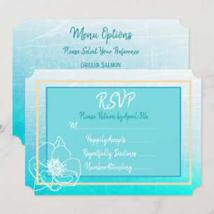 Invitation Mariage turquoise et bleu turquoise Fleur blanche