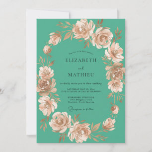 Invitation Mariage Turquoise Pivoine