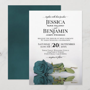 Invitation Mariage Turquoise Turquoise à longue tige Rose él