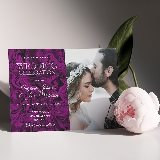 Invitation Mariage Typographie Violet (Créateur téléchargé)
