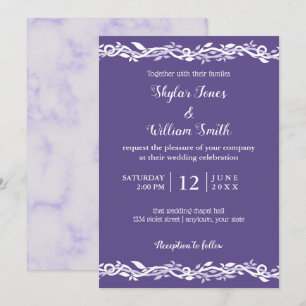 Invitation Mariage Ultra Violet Simple Violet Et Blanc