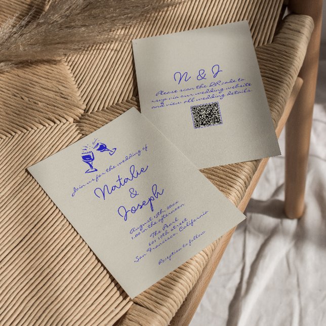 Invitation Mariage unique de code QR rédigé à la main (Créateur téléchargé)