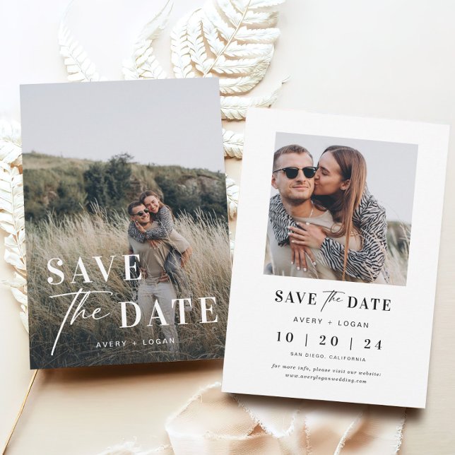 Invitation Mariage unique Enregistrer la photo Date (Créateur téléchargé)