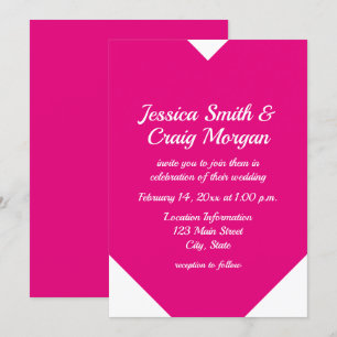 Invitation Mariage Valentines en forme de coeur rose chaud
