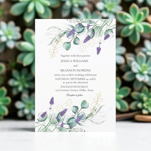 Invitation Mariage végétal Eucalyptus Lavender (Créateur téléchargé)