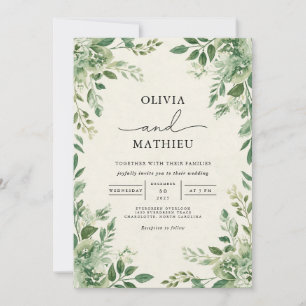 Invitation Mariage végétal verdoyant fleuri