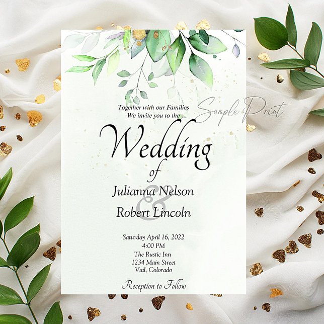 Invitation Mariage verdure aquarelle budget  (Créateur téléchargé)
