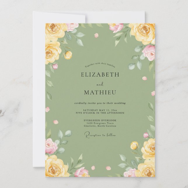 Invitation Mariage verdure de mousse beurrée (Devant)