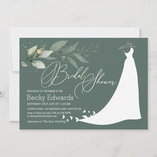 Invitation Mariage, verdure Fête de l'mariée feuillage (Devant)