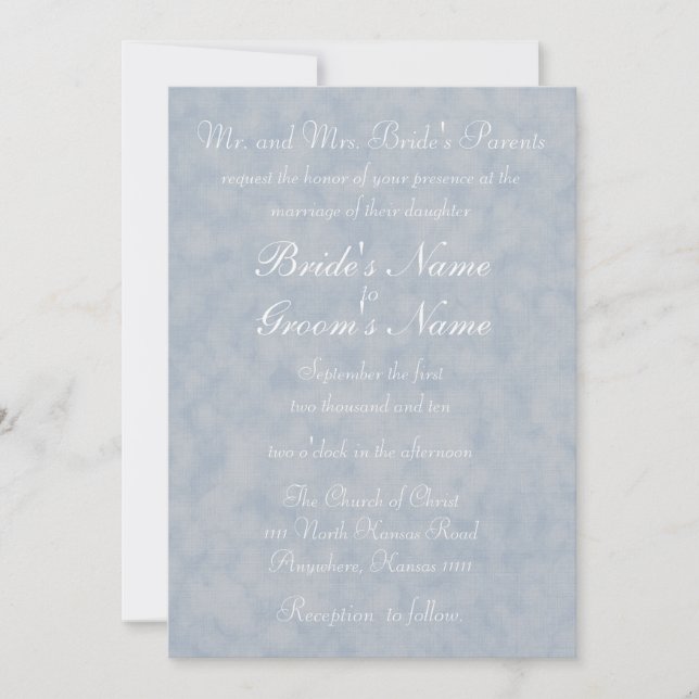 Invitation Mariage verset texture bleue (Devant)
