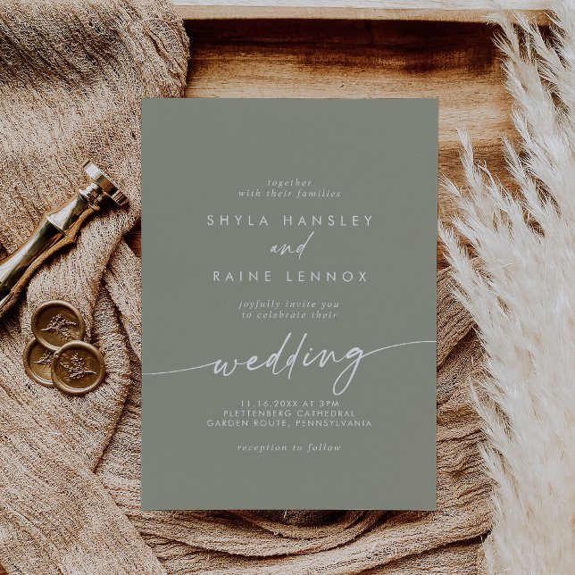 Invitation Mariage vert Boho Chic Sage (Créateur téléchargé)