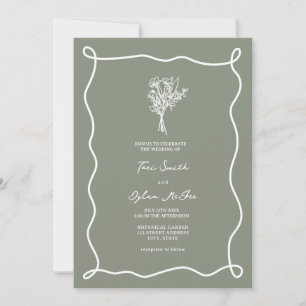 Invitation Mariage vert Bouquet Sage