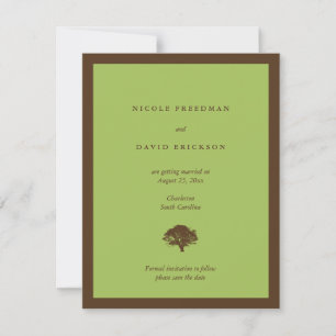 Invitation Mariage vert chêne arbre enregistrer la date
