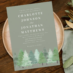 Invitation Mariage vert de la forêt forestière moderne