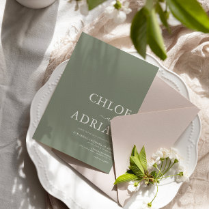 Invitation Mariage vert de taille minimale simple