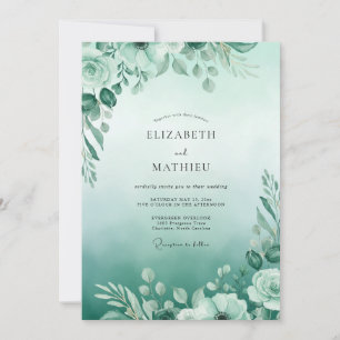 Invitation Mariage Vert d'eau Aqua Menthe