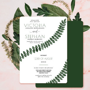 Invitation Mariage vert Feuille vert minimal moderne