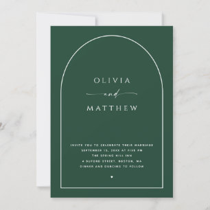 Invitation Mariage Vert Forêt Sombre Photo d'Arche + Code Q