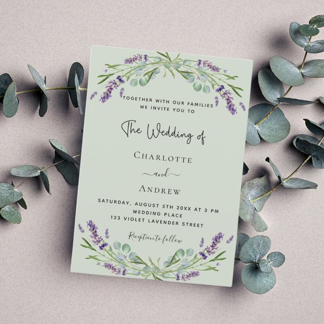 Invitation Mariage vert Lavender eucalyptus (Créateur téléchargé)