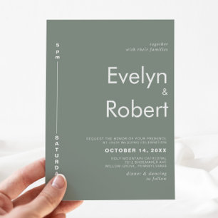 Invitation Mariage vert minimaliste élégant