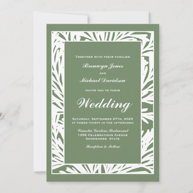 Invitation Mariage vert moderne (Devant)