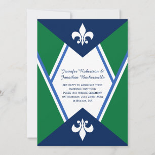 Invitation Mariage vert moderne de courrier de Kelly de bleu