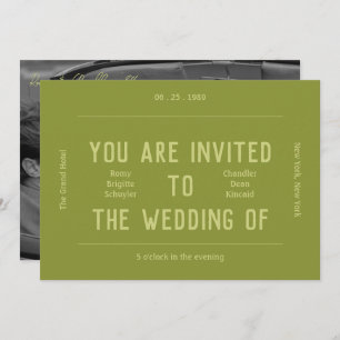 Invitation Mariage vert monochrome rétro