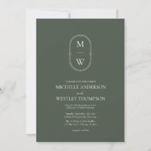 Mariage vert monogramme minimaliste
