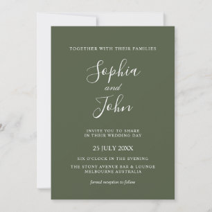 Invitation Mariage vert olive élégant moderne