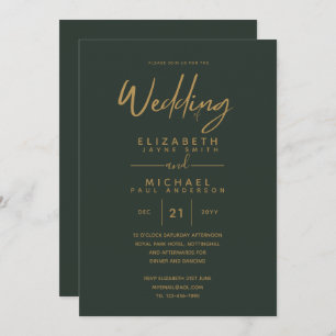 Invitation Mariage Vert Or Vert moderne Invite