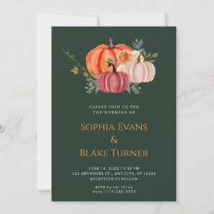 Invitation Mariage vert orange violet blanc Citrouille