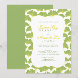 Invitation Mariage vert printemps de l'arbre Gingko 2