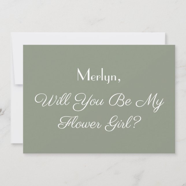 Invitation Mariage vert Sage minimal Flower Proposition (Devant)