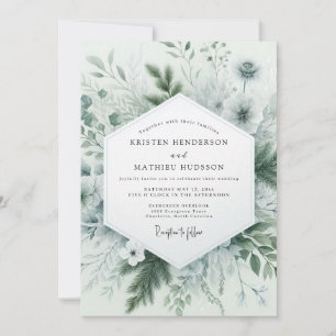 Invitation Mariage Vert Sauge en Forêt Luxuriante