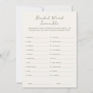 Invitation Mariage Vert Sauge Manuscrit Mélange de Mots