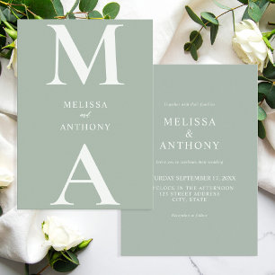 Invitation Mariage Vert Sauge Minimaliste Moderne