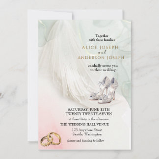 Invitation Mariage vert Trenby Bride Veil
