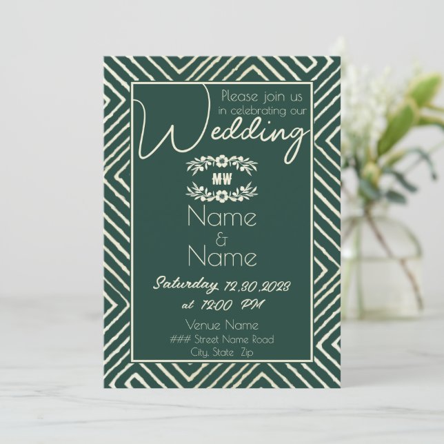 Invitation Mariage vert Tribal African Hunter (Debout devant)