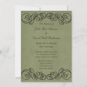Invitation Mariage vert vintage
