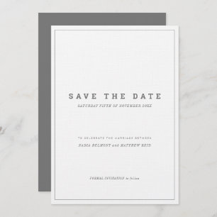 Invitation Mariage vertical blanc gris minimal enregistrer la