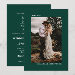 Invitation Mariage Vertical Photo Émeraude Minimaliste Modern