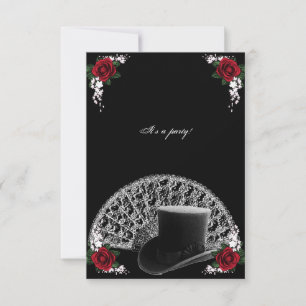 Invitation Mariage Victorien Chapeau Haut de Forme et Éventai