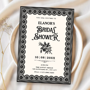 Invitation Mariage victorien en dentelle noire