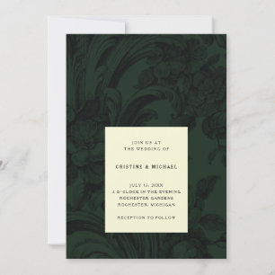 Invitation Mariage victorien vert foncé