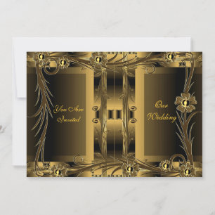 Invitation Mariage Vieux or Art Déco Floral