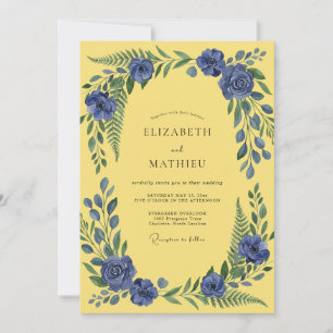 Invitation Mariage Vigne Cobalt Beurre