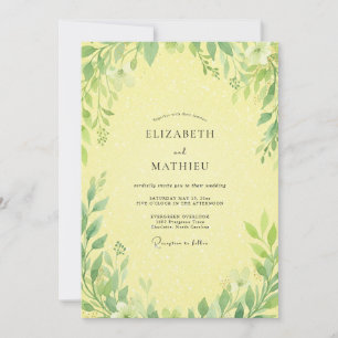 Invitation Mariage Vigne Feuillage Citron